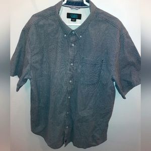 Mens XL Cody James short sleeve navy blue white button down shirt EUC